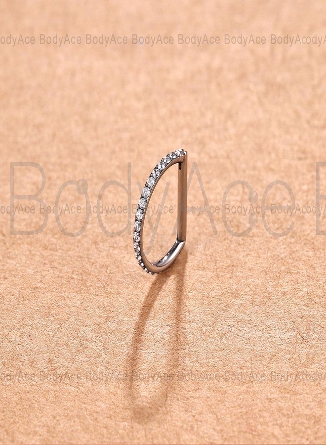 BodyAce F136 Titanium Septum Rings D Shaped Nose Ring Hoops 16G Cartilage Earrings Higned Segment Clicker for Rook Daith Conch Helix Tragus Piercing Jewelry [D:8mm] - Image 4